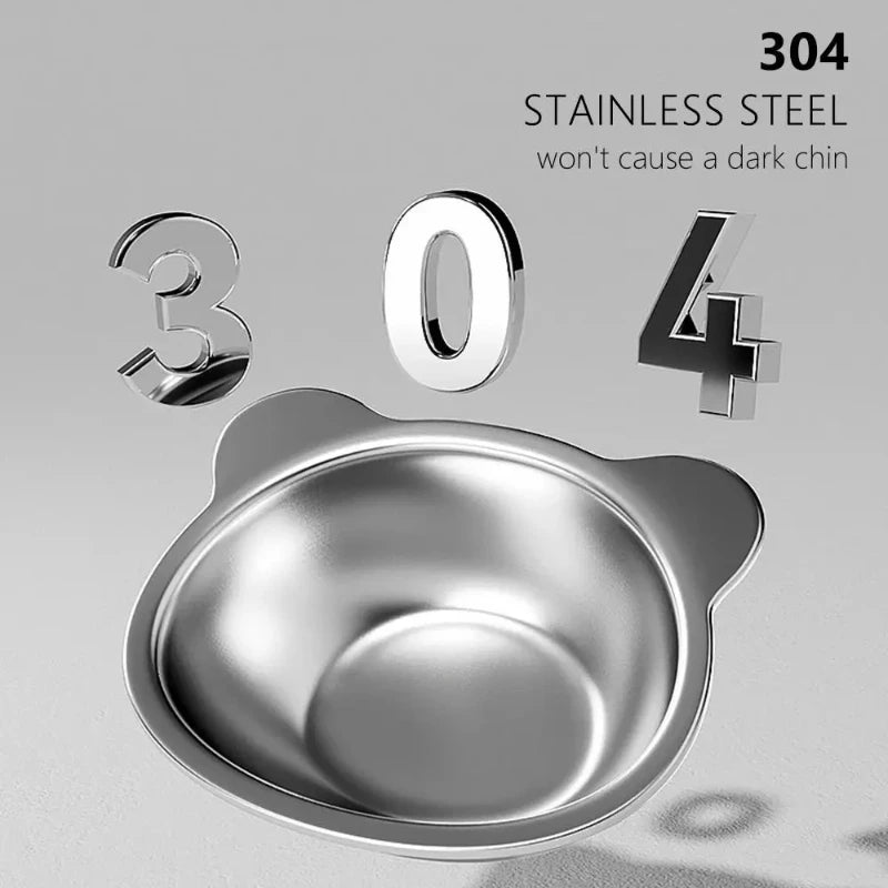 ‌304-Stainless Steel Raised Cat Bowl with 15° Elevated Design.