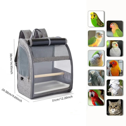 Portable Bird Carrier / Backpack With Perch & Tray.