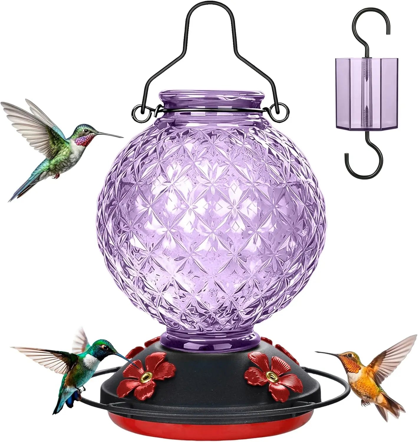 Hummingbird Feeder for Outdoors, 25 OZ Glass, Leak Proof.