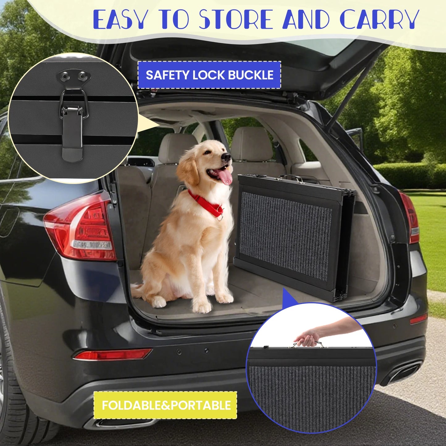 Folding, Portable, Dog-Ramp for SUV, Car, Or Truck.