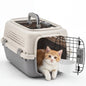 23Inch Pet Carrier for Small Dogs & Cats  Front Top Load Wire Door Food Bowl Travel Crate with Enhanced Security Latchesfor