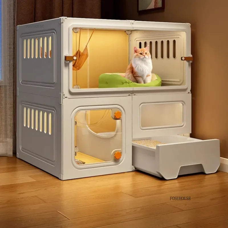 Luxury Indoor Cat Cage Household with Litter Box.
