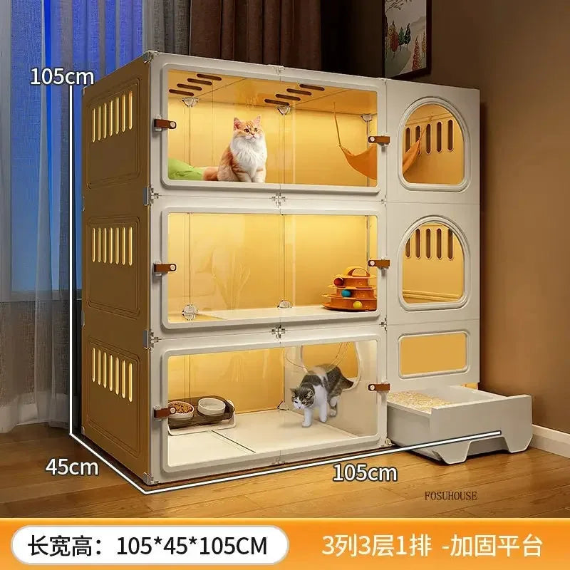 Luxury Indoor Cat Cage Household with Litter Box.