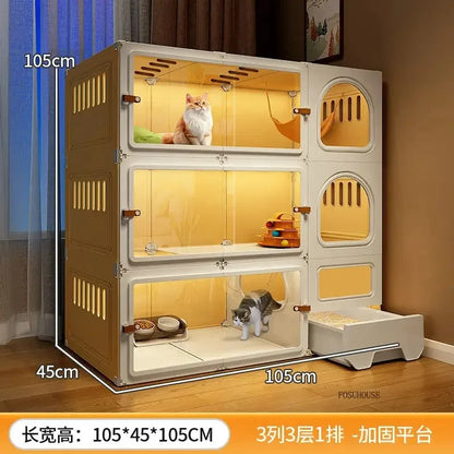 Luxury Indoor Cat Cage Household with Litter Box.