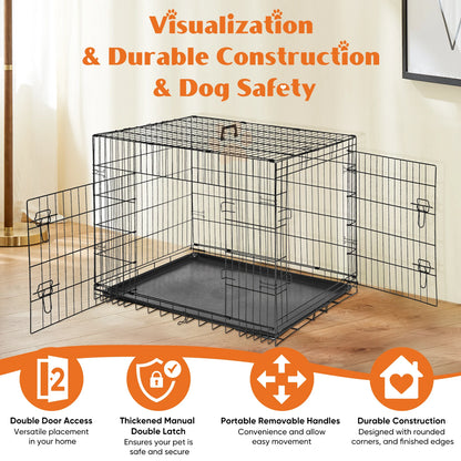 36, 42, or 48 Inch Double-Door, Folding Dog Cage.