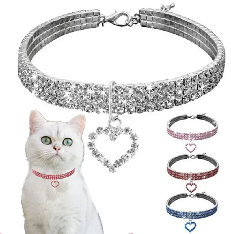 3-Row Rhinestone, Cat  or Small Dog Collar