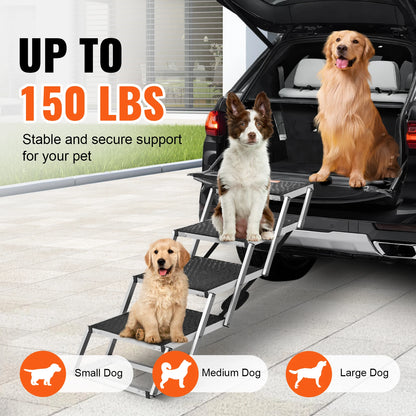 Dog Stair For Cars 17" x 31" Folding, Lightweight Aluminum 150 Lbs. Limit