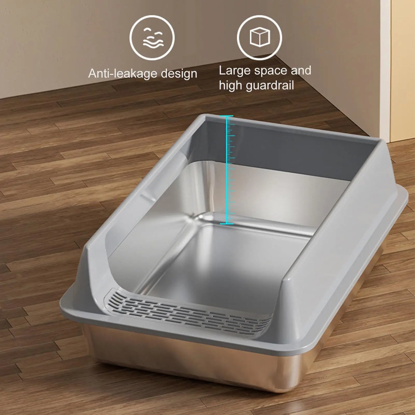 Semi-Enclosed, Deepened, Cat Litter Box With Scoop