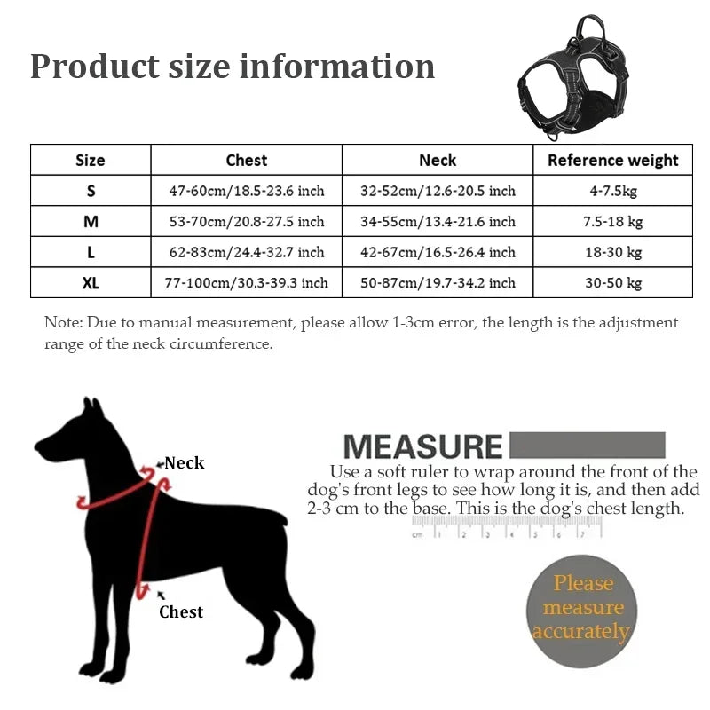 Adjustable, Reflective, Nylon Dog Harness Vest.