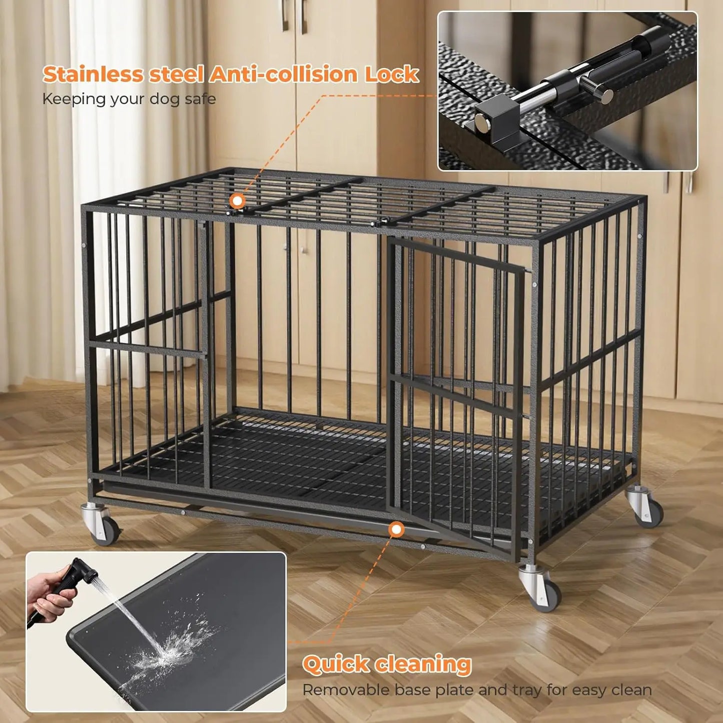 48 Inch Heavy Duty, Steel, Dog Crate,
