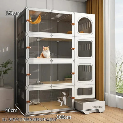 Luxury Indoor Cat Cage Household with Litter Box.