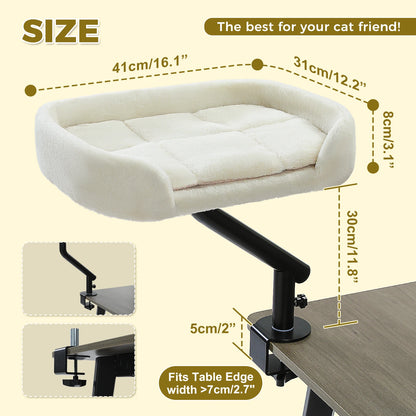 Elevated Cat Bed-- Desk or Table Mount, 360-degree Rotation.