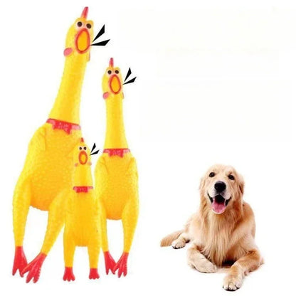 Squeaky, Screaming, Rubber Chicken Pet Toy