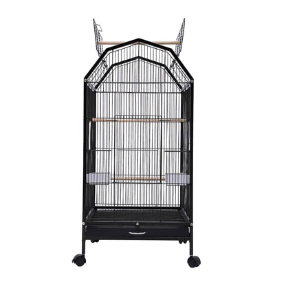 40-Inch Wrought-Iron Bird Cage with Rolling Stand,
