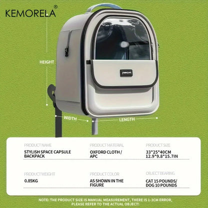 KEMORELA Pet Backpack for Cats And Dogs Large Outdoor Transparent Capsule Breathable Carrying Bag Pet Supplies