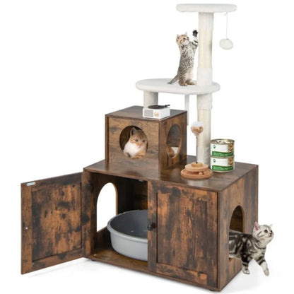 Cat Tree/Condo with Litter Box Enclosure