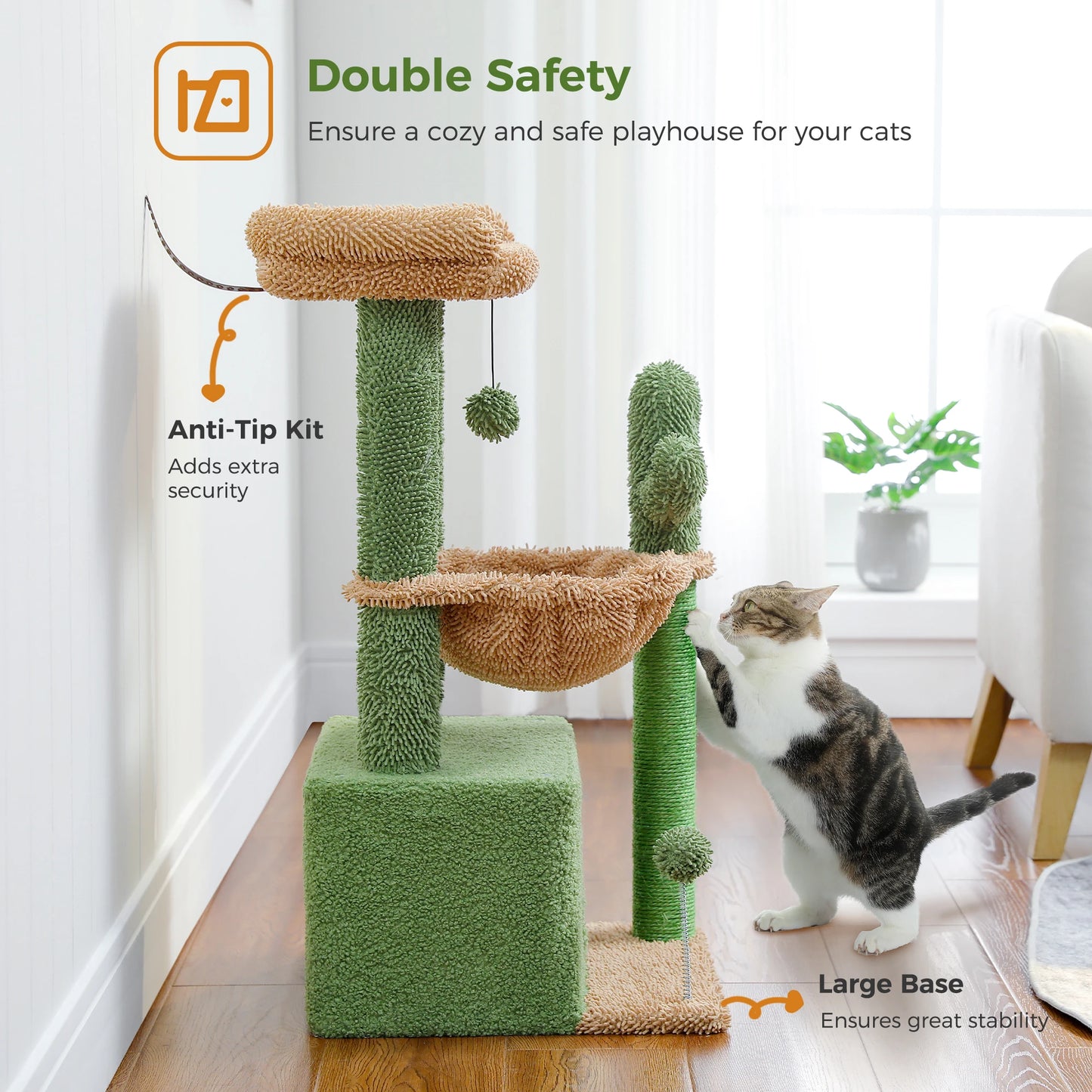 4-in-1 Cat Tree with Large Cat Condo.