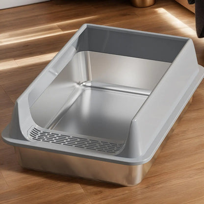 Semi-Enclosed, Deepened, Cat Litter Box With Scoop