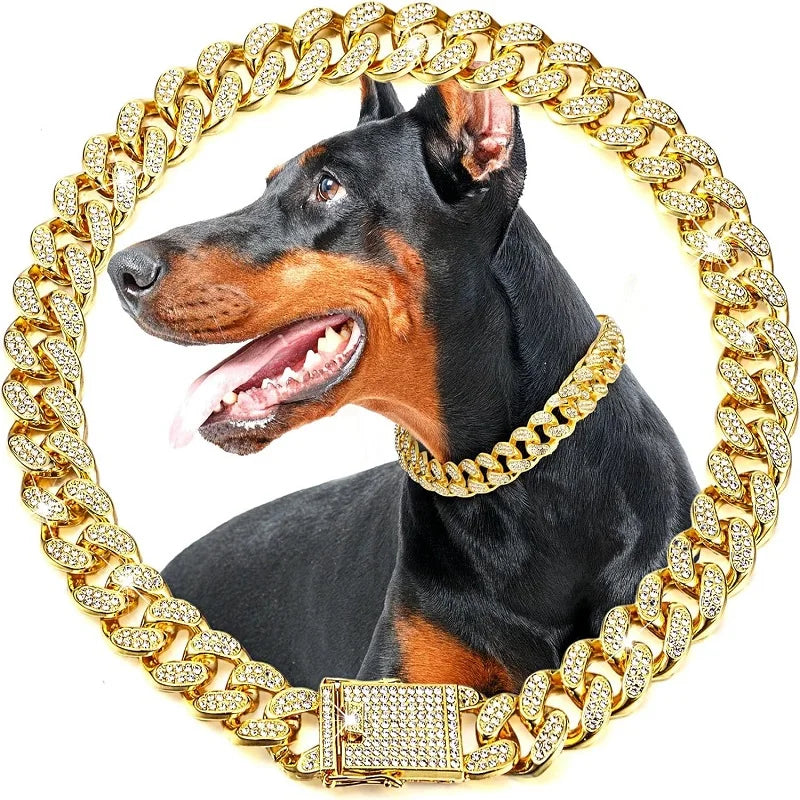 Gold Color, Luxury Pet Chain-Collar Necklace