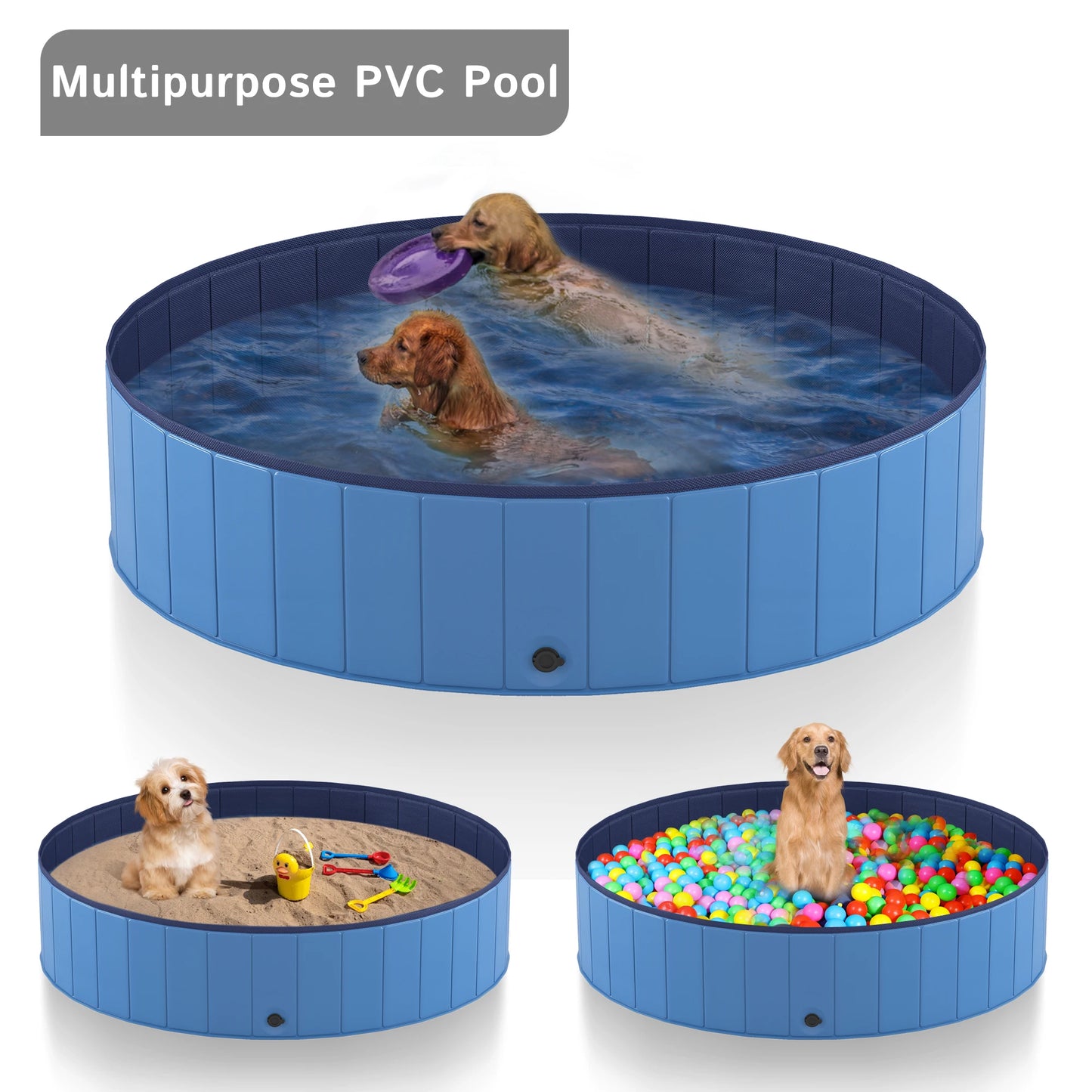 Portable, Foldable, Hard-Plastic Pet Swimming Pool-Tub,