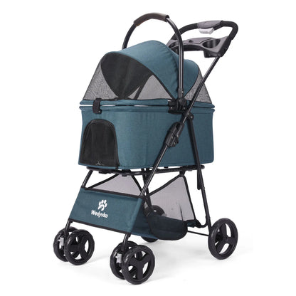 3-in-1 Folding Pet Stroller with Removable Carrier