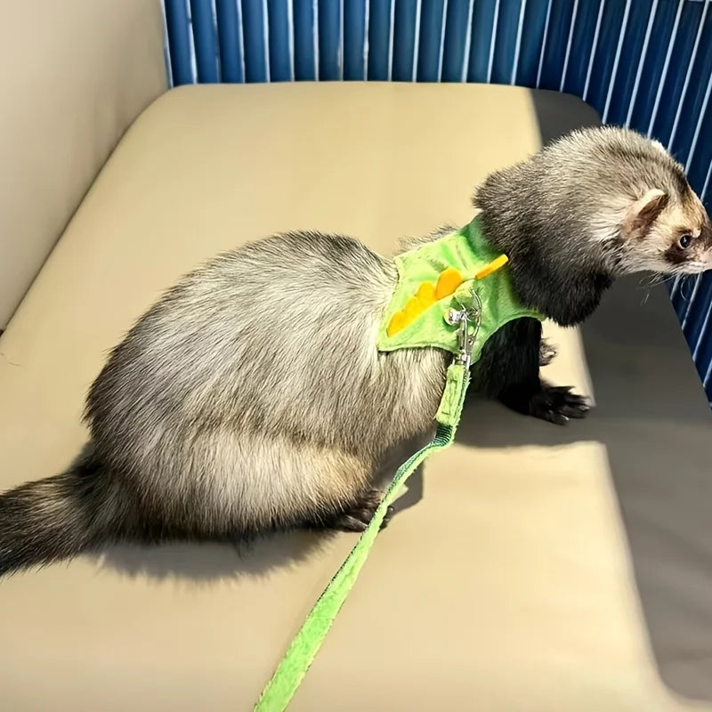 Ferret Walking-Harness and Leash, Dinosaur Design.