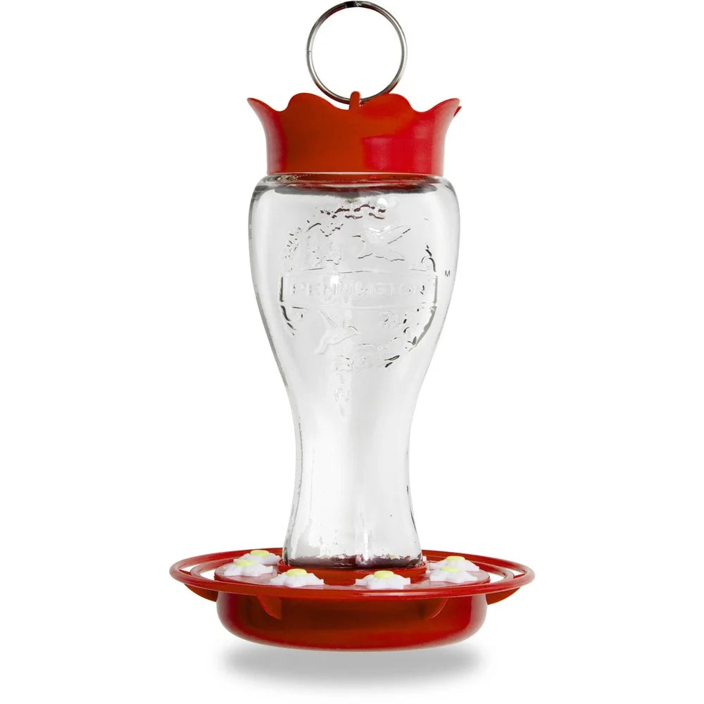 16 ounce, Glass Hummingbird Feeder, Bee Resistant.