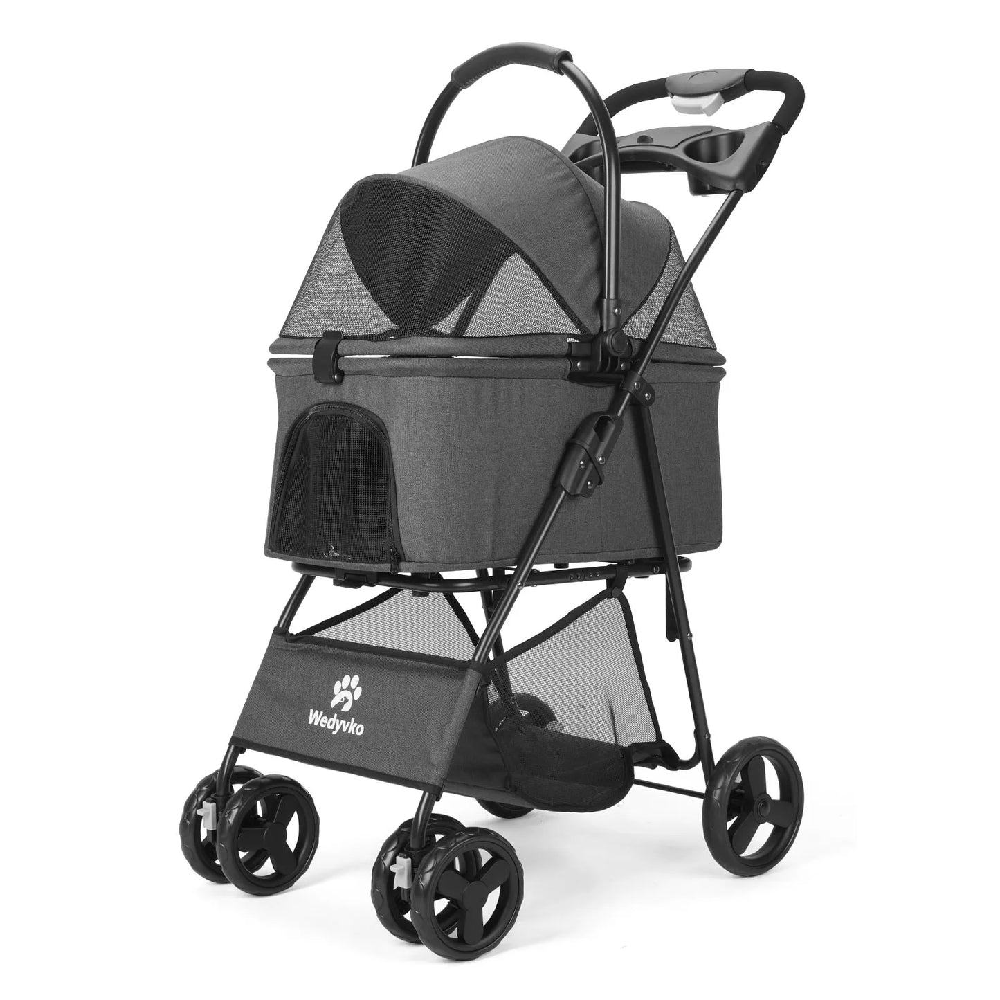 3-in-1 Folding Pet Stroller with Removable Carrier