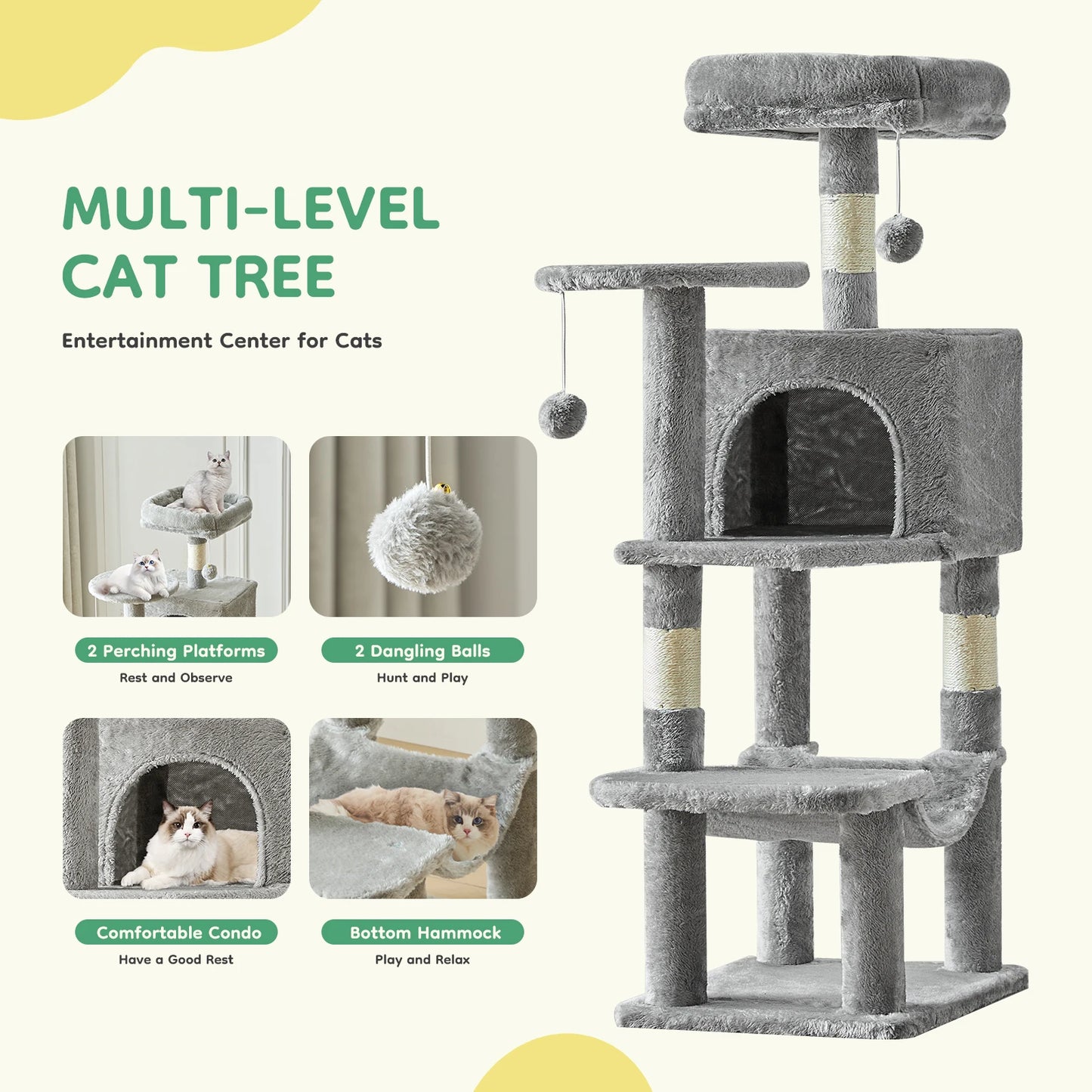 44In Cat Tree, Multi-Level, Cat Climbing Tower.