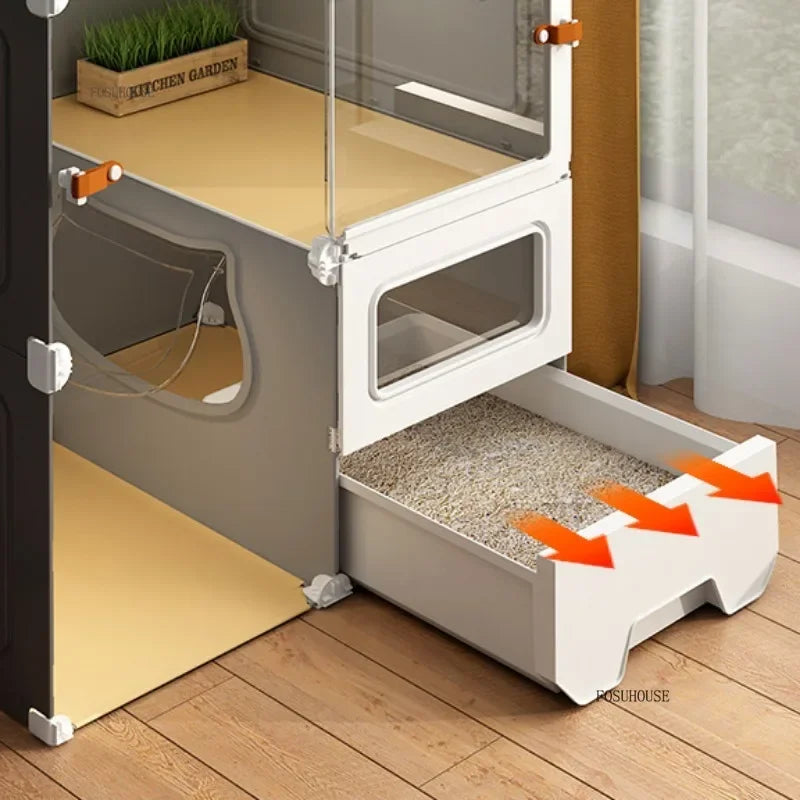 Luxury Indoor Cat Cage Household with Litter Box.