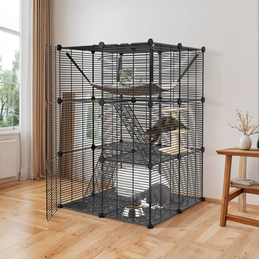 3-Tiers Cat Cage Enclosure w/ Hammock