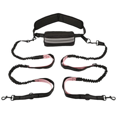 75Inch, Hands Free, Reflective Dog Leash With Waist Pack.
