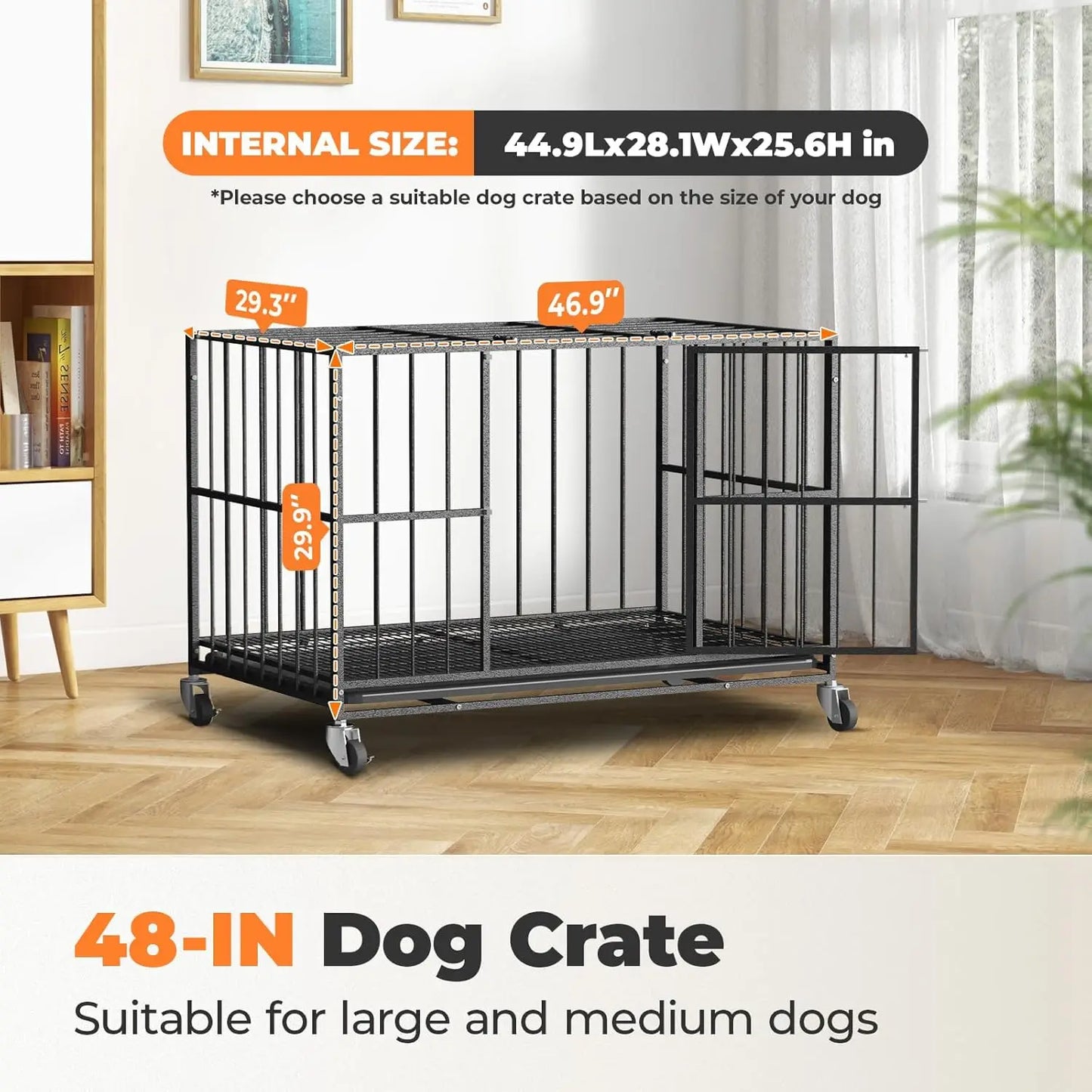 48 Inch Heavy Duty, Steel, Dog Crate,