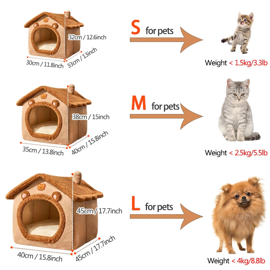 Foldable Cat, Puppy, & Small Dog, House & Bed