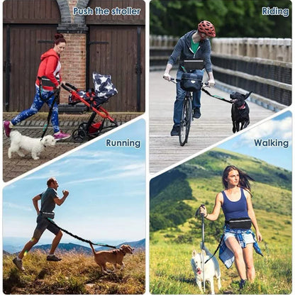 75Inch, Hands Free, Reflective Dog Leash With Waist Pack.