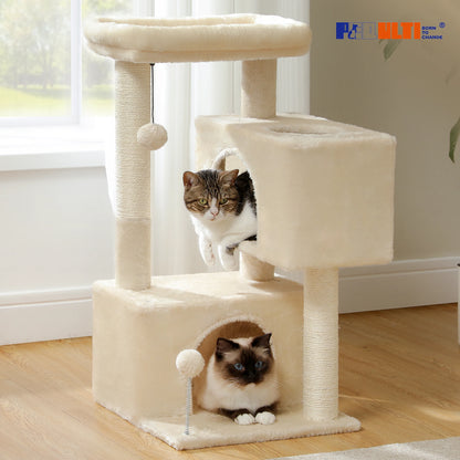 Three-Level Cat Tree Tower with Scratching Posts.
