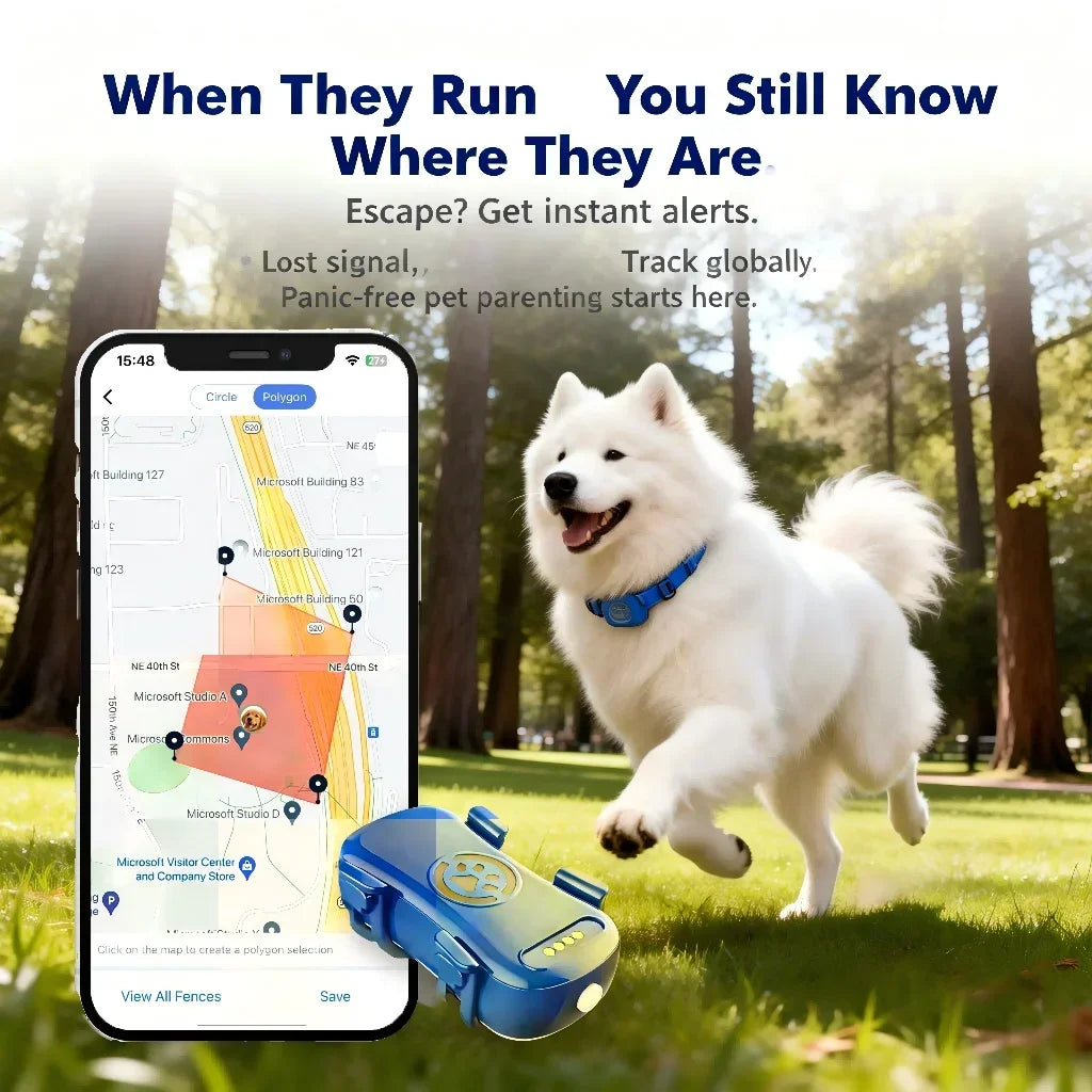 GPS Pet Tracker For Dogs Cats With Unlimited Tracking And Built-in Sim0-- Subscription Required
