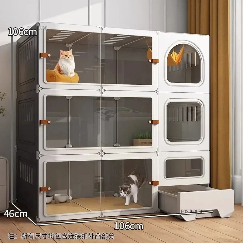 Luxury Indoor Cat Cage Household with Litter Box.