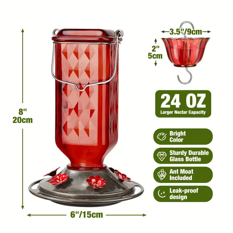 Outdoor Hummingbird Feeder, 24oz With Ant Moat