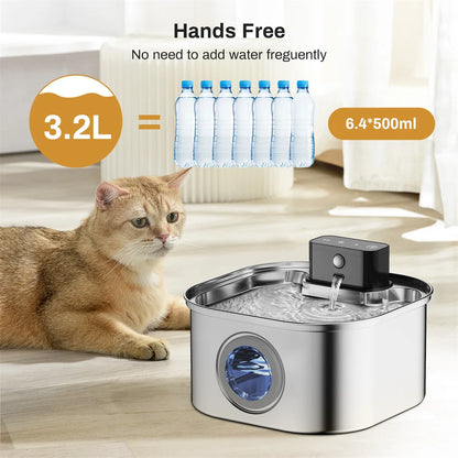 Water Fountain, 3Liter, 5V Rechargeable, Automatic, Stainless-Steel,