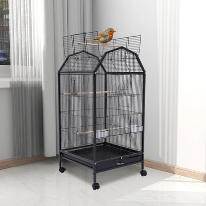40-Inch Wrought-Iron Bird Cage with Rolling Stand,