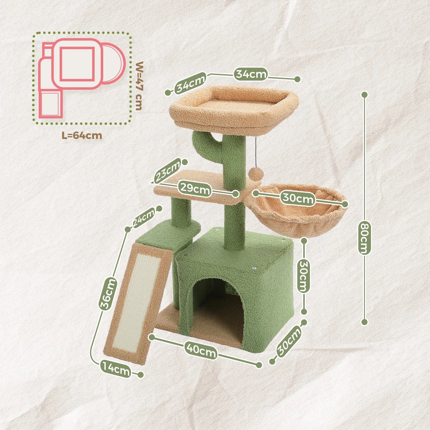 Cat tree Cat Tower for Indoor Cats with Scratching Posts & Big Hammock