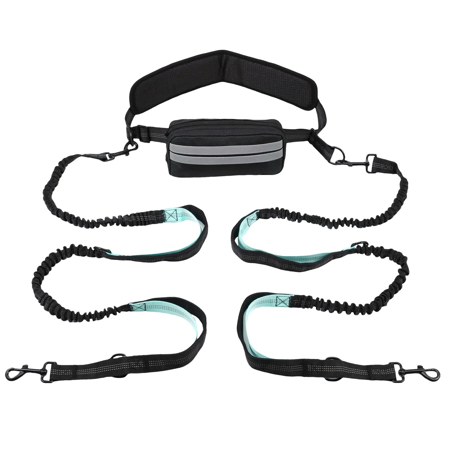 75Inch, Hands Free, Reflective Dog Leash With Waist Pack.