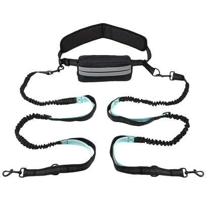 75Inch, Hands Free, Reflective Dog Leash With Waist Pack.