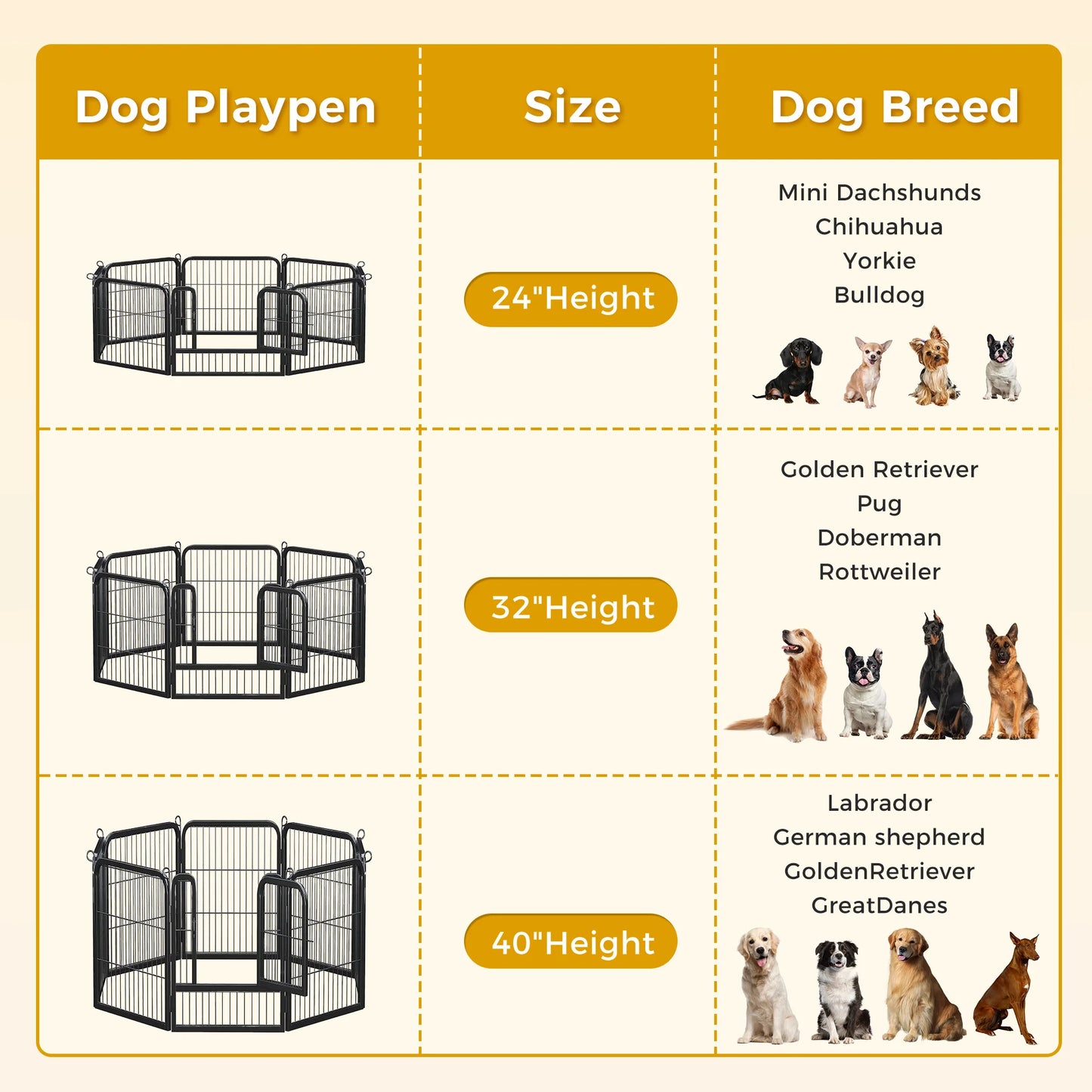 Outdoor/Indoor Foldable Metal Pet Playpen With Door