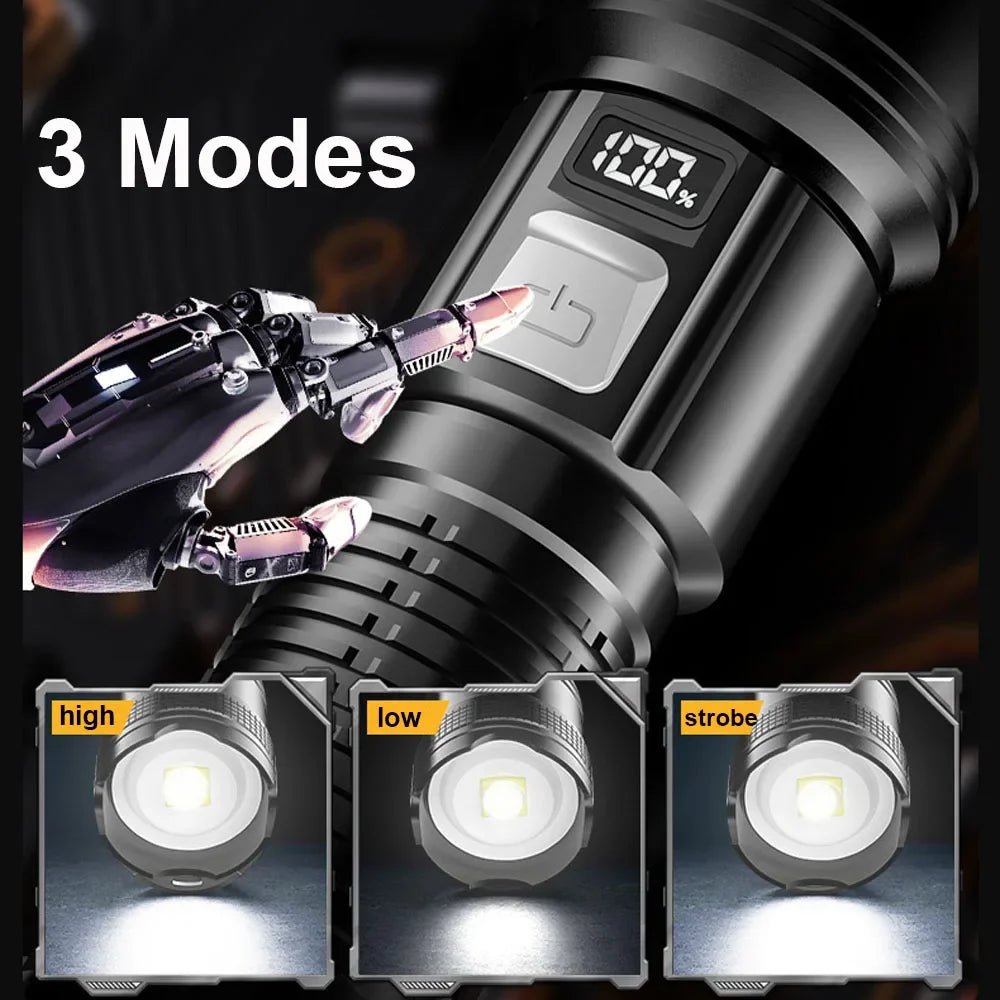 3-Pack Super Bright LED Flashlights, USB Rechargeable