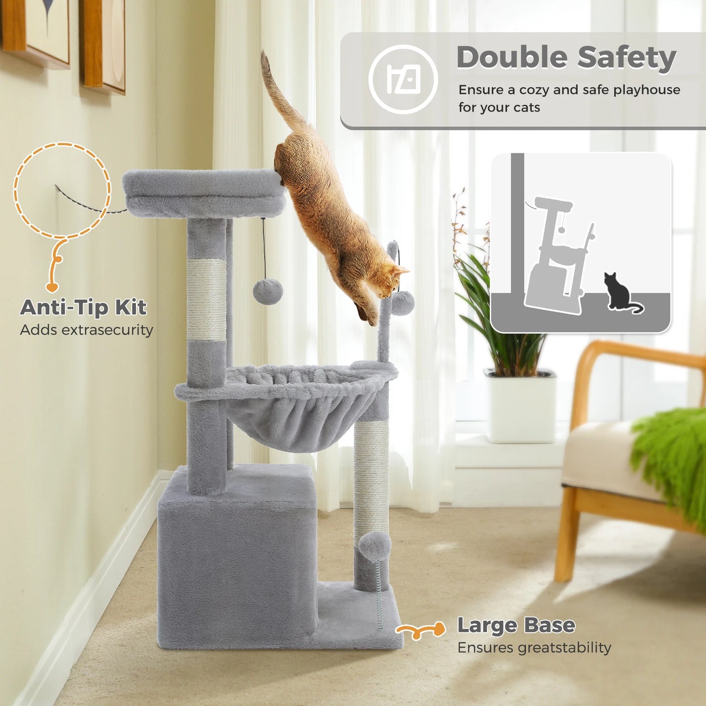 4-in-1 Cat Tree with Large Cat Condo.