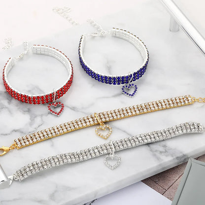 3-Row Rhinestone, Cat  or Small Dog Collar