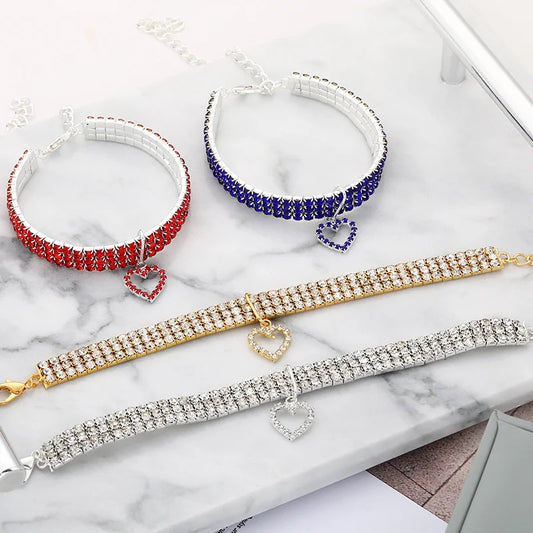 3-Row Rhinestone, Cat  or Small Dog Collar