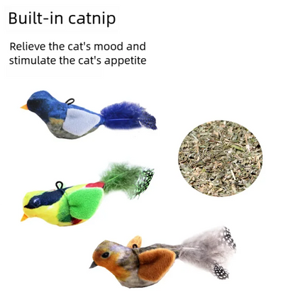 Sound Sensing, Interactive,  Cat-Toy Bird With Catnip,
